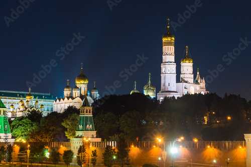 Night Moscow cityscape with a view of the Kremlin and the Ivan the Great Bell Tower