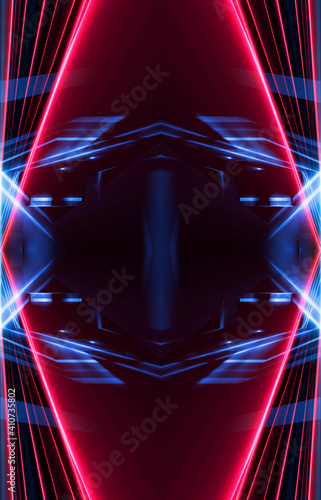 Wallpaper Mural Dark abstract futuristic background. Neon lines, glow. Neon lines, shapes. Pink and blue glow Torontodigital.ca