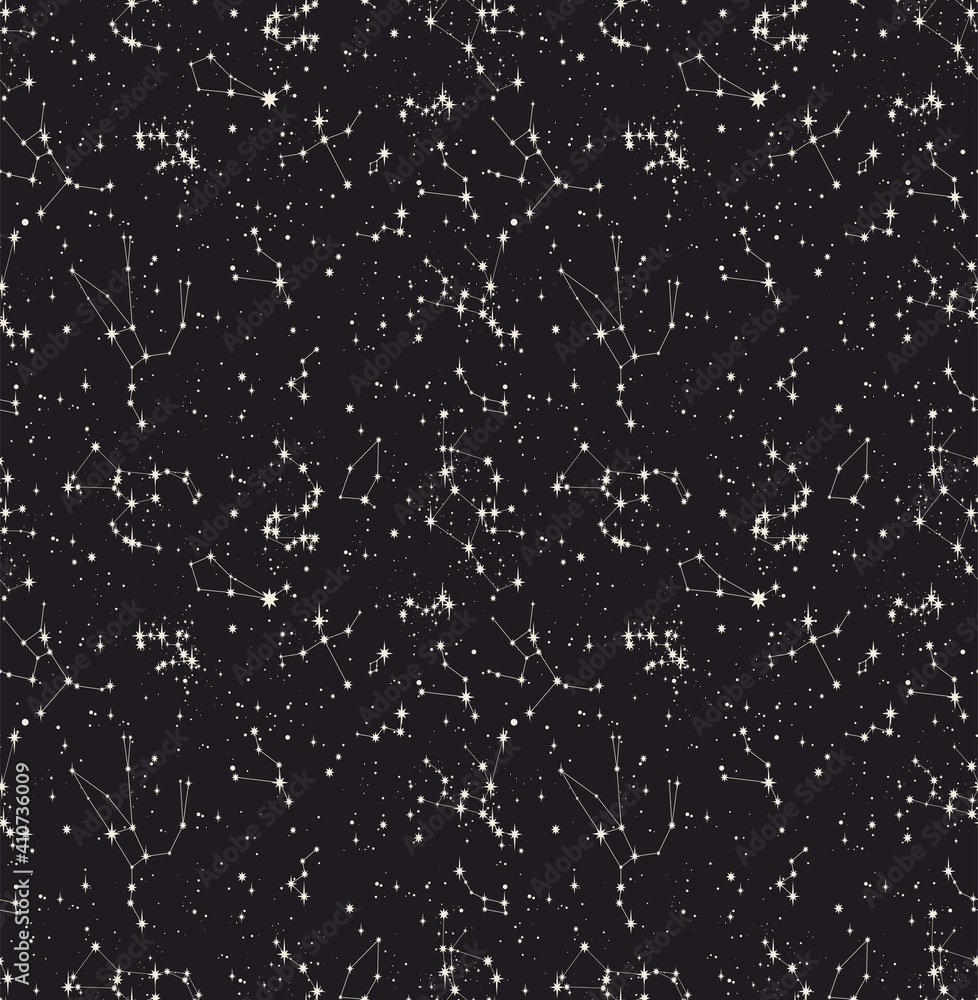 star constellation zodiac space stellar seamless endless vector pattern
