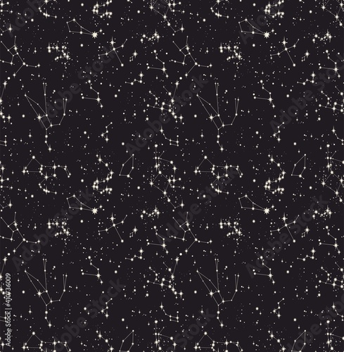 star constellation zodiac space stellar seamless endless vector pattern