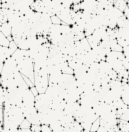 star constellation zodiac space stellar seamless vector black white pattern