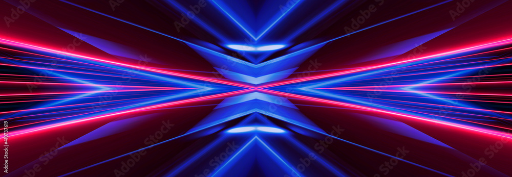 Empty dark abstract background. Background of empty show scene. Glow of neon lights and neon figures on an empty concert stage. Reflection of light on the pavement.
Empty dark abstract background. Background of empty show scene. Glow of neon lights and neon figures on an empty concert stage. Reflection of light on the pavement.