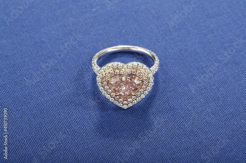Pink Heart Shape Diamond Halo Ring