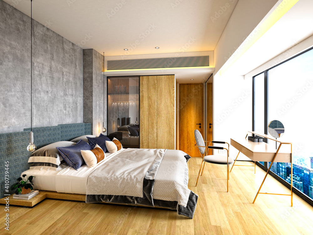 3d render of luxury hotel suite room - obrazy, fototapety, plakaty 