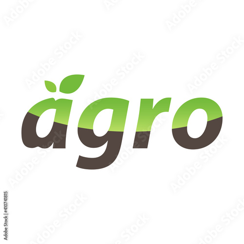 Vector AGRO logo isolated on white background. Green plant theme with leaves. Design template for farming and agriculture. 