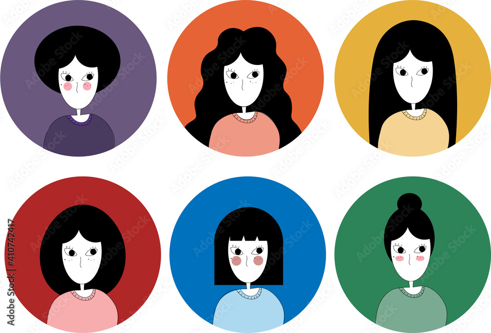 user profile, characters, Persona for user research, vector avatar, many faces, women user profile, characters, Persona for user research, vector avatar, many faces, women