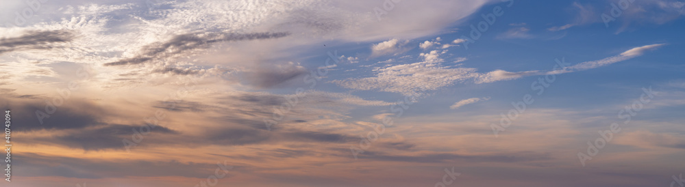 Colorful evening sky with clouds panorama background
