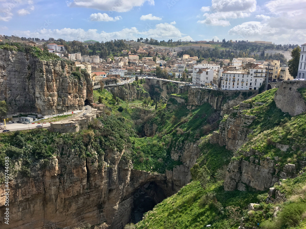 The cliff of near by the suspension bridge or footbridge of Sidi Rasheed.The geography of the city itself is unique.Constantine one of the oldest cities in the world