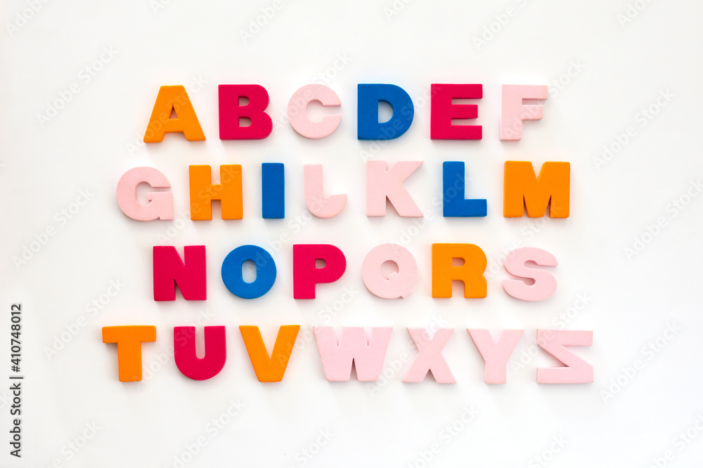 Multicolored letters alphabet on white background Multicolored letters alphabet on white background
