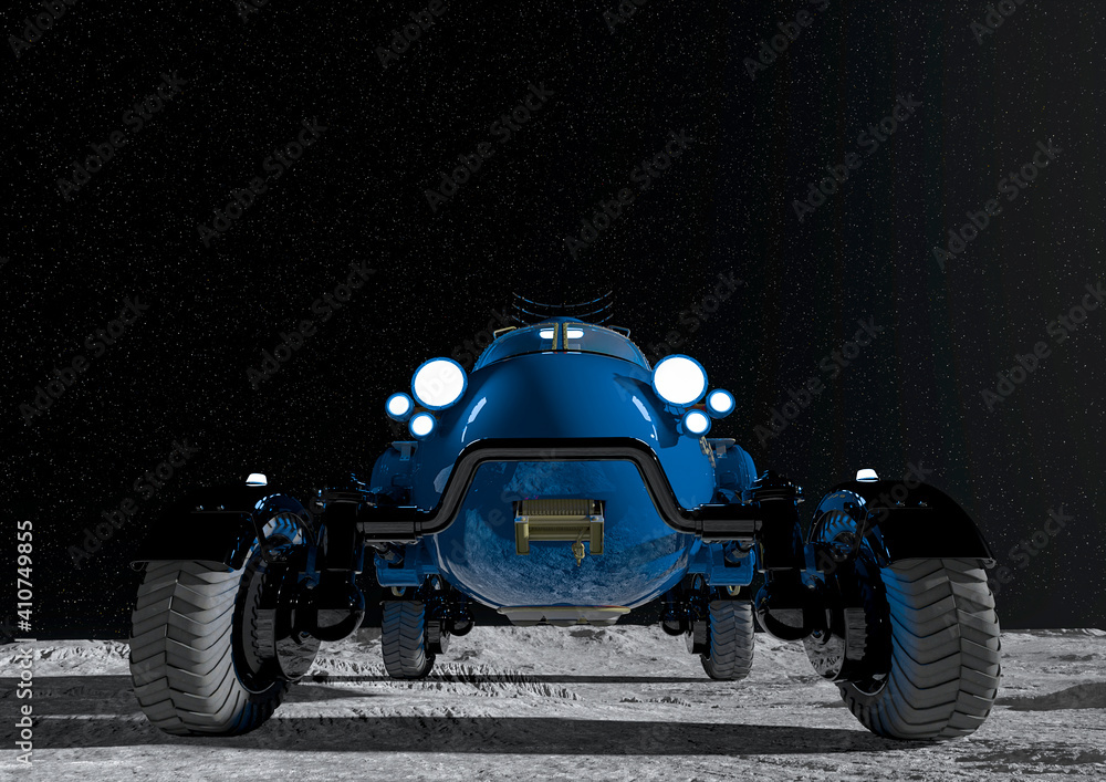 lunar roving vehicle on the moon front view