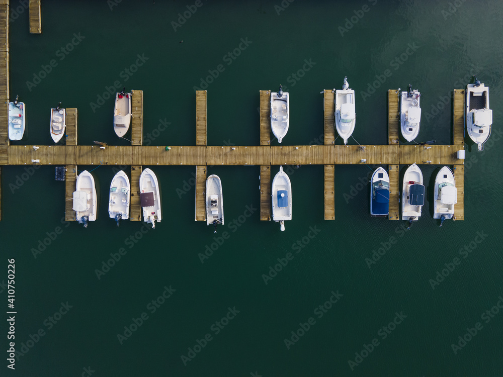 Top view of yachts at Nantasket Marina at Nantasket Beach in town of Hull, Massachusetts MA, USA. Top view of yachts at Nantasket Marina at Nantasket Beach in town of Hull, Massachusetts MA, USA.