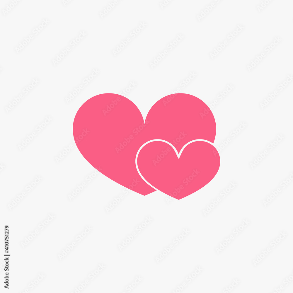 Two heart icons, isolated vector love