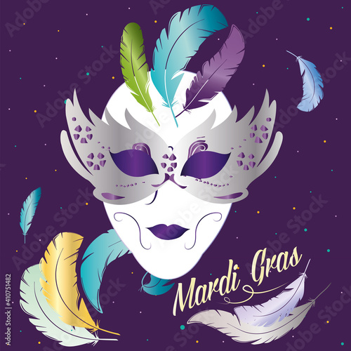 Carnival mask in a mardi gras poster - VEctor