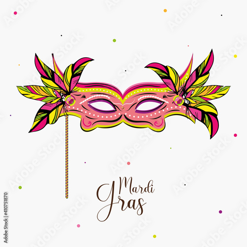 Carnival mask in a mardi gras poster - VEctor