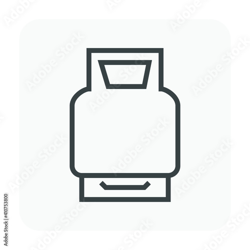 LPG gas tank, gas cylinder vector icon. Also called bottle, canister. Refill pressure vessel or container for storage natural gas, liquefied petroleum gas, propane, butane at high pressure for cooking