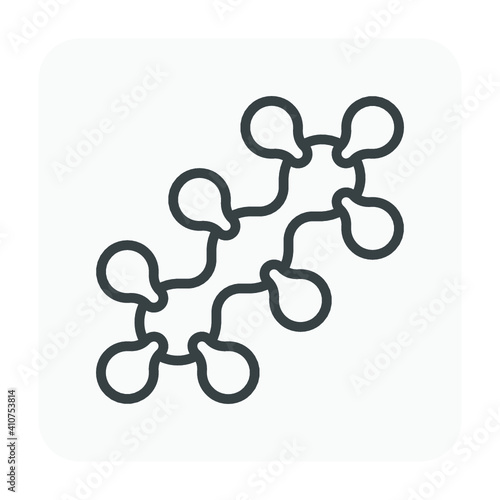 Propane molecule model vector icon. Molecular structure and bonding of chemical compound with atom of carbon and hydrogen C3H8 formula. Part of lpg or natural gas. That fuel and energy for combustion.