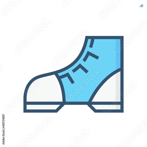 Safety boot or safety shoe vector icon. That footwear is personal protective equipment(PPE) for wear in construction work to protection, safe or prevent foot of builder or worker injury. 64x64 pixel.