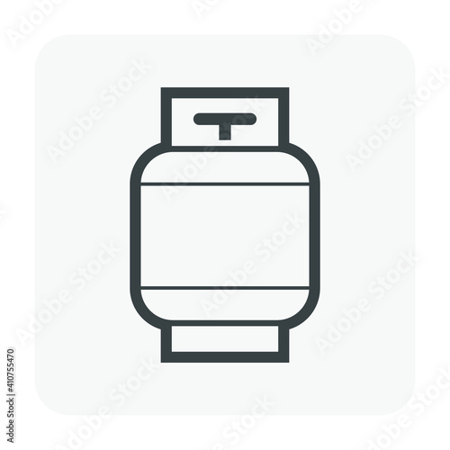 LPG gas tank, gas cylinder vector icon. Also called bottle, canister. Refill pressure vessel or container for storage natural gas, liquefied petroleum gas, propane, butane at high pressure for cooking