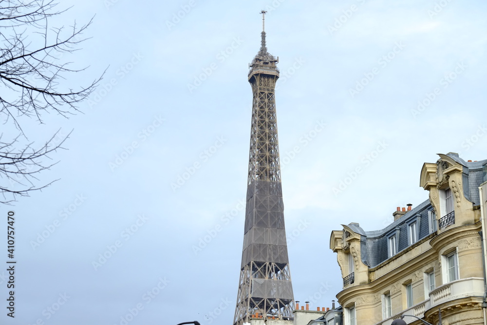 A  view on the Eiffel Tower during the 20th campaing of painting and stripping.