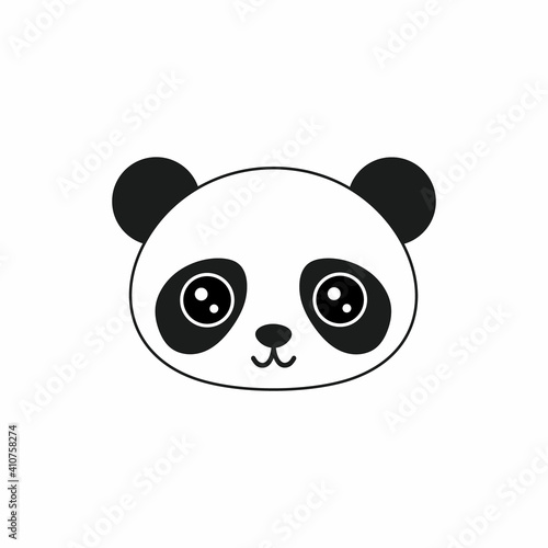 Cute panda in the doodle style. Vector illustration for children. Stickers and cards with animals.