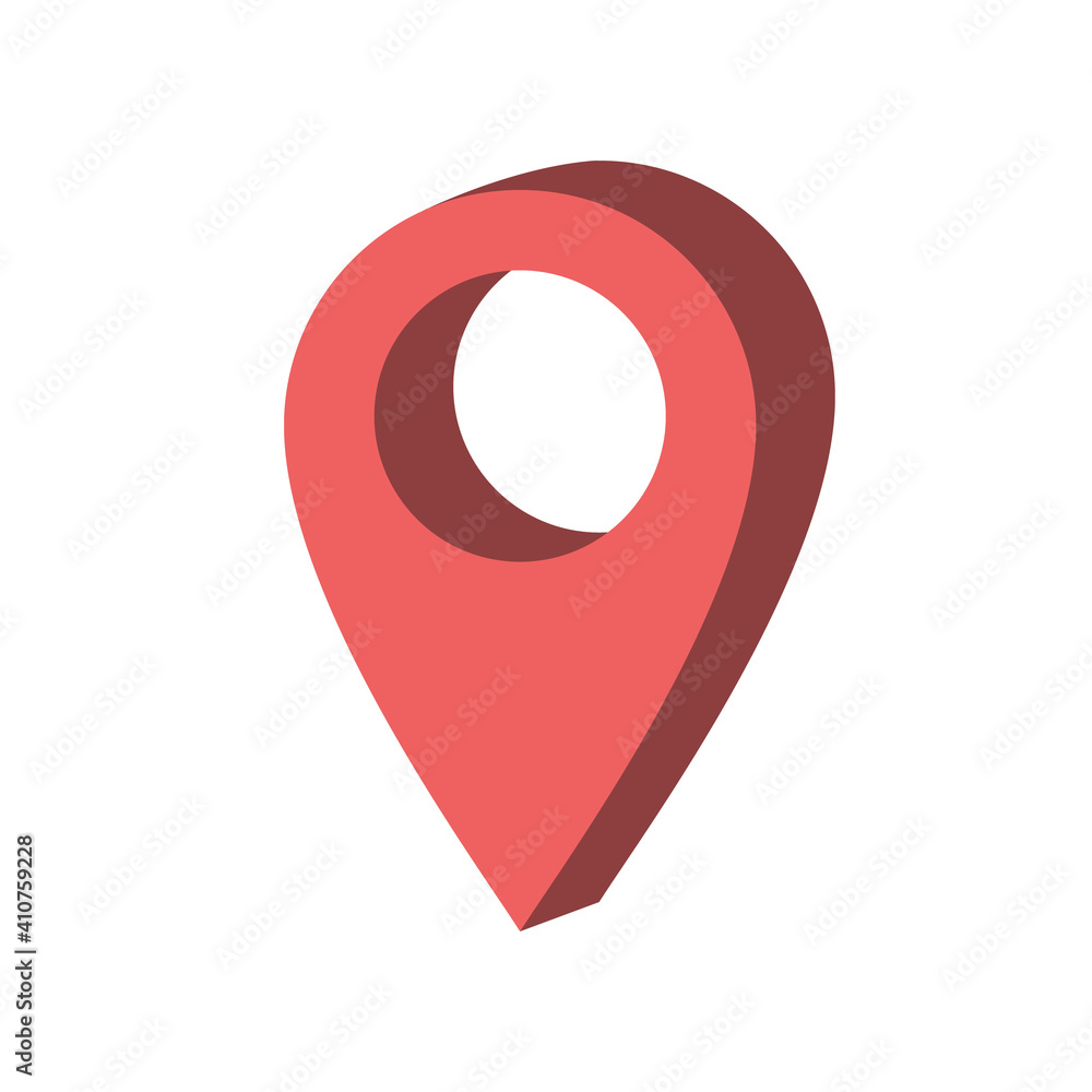 Red pin icon. Vector illustration in flat isometric 3D style. Red pin icon. Vector illustration in flat isometric 3D style.