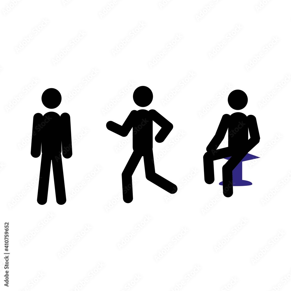human figure sketch in different poses standing, running, sitting isolated on a white background human figure sketch in different poses standing, running, sitting isolated on a white background