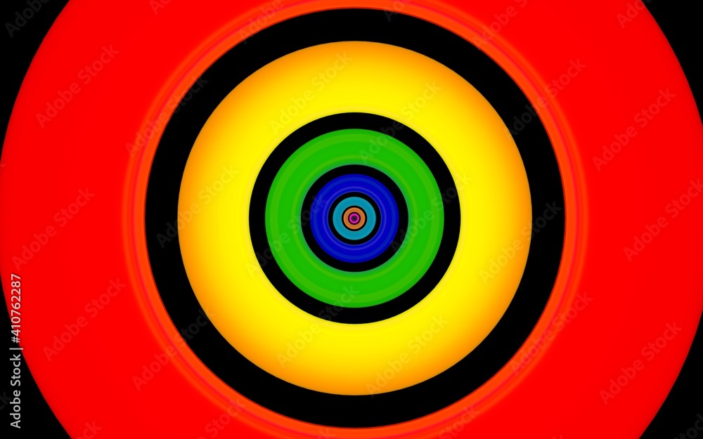 3d illustration different colored circles all behind a black endless bakcground. 3d illustration different colored circles all behind a black endless bakcground.