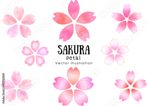 手書き　水彩　桜の花びら