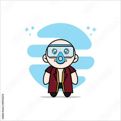 Cute lawyer character wearing divers costume. © Turn