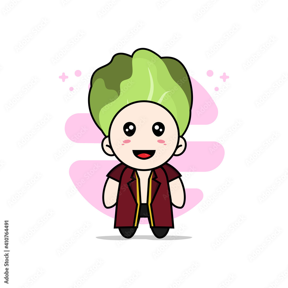 Cute lawyer character wearing cabbage costume.