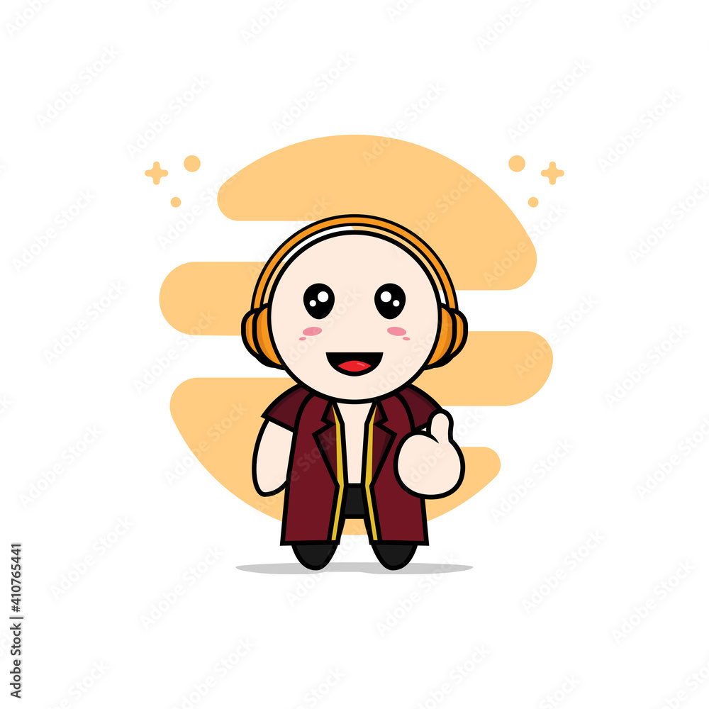 Cute lawyer characters using headphones.