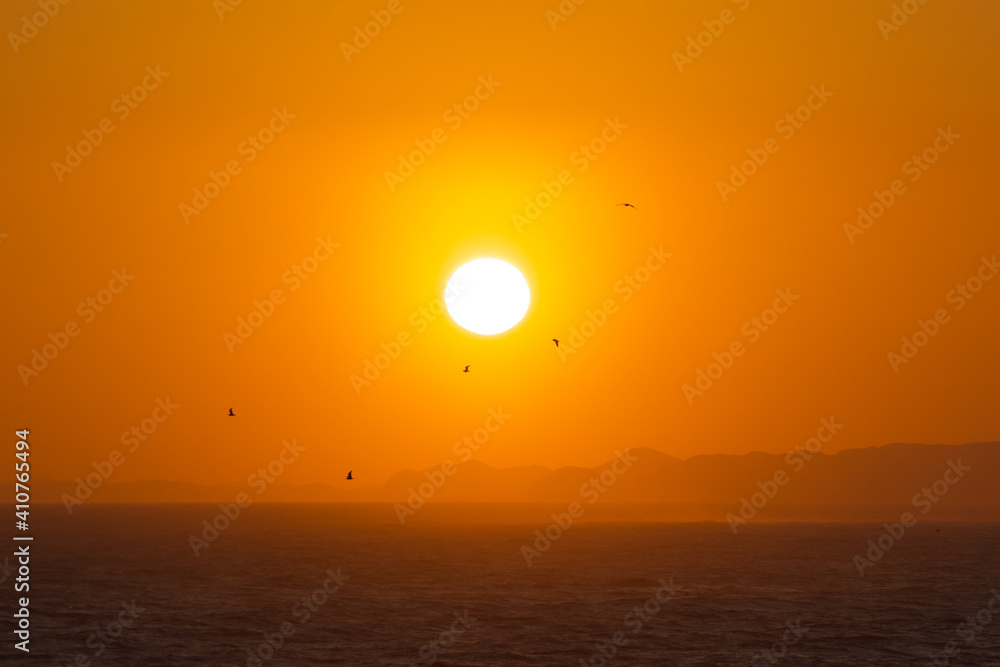 Japan Sunset along the Pacific Coast near Tokyo. The sky is stunning with many colors. Amazing. Japan Sunset along the Pacific Coast near Tokyo. The sky is stunning with many colors. Amazing.
