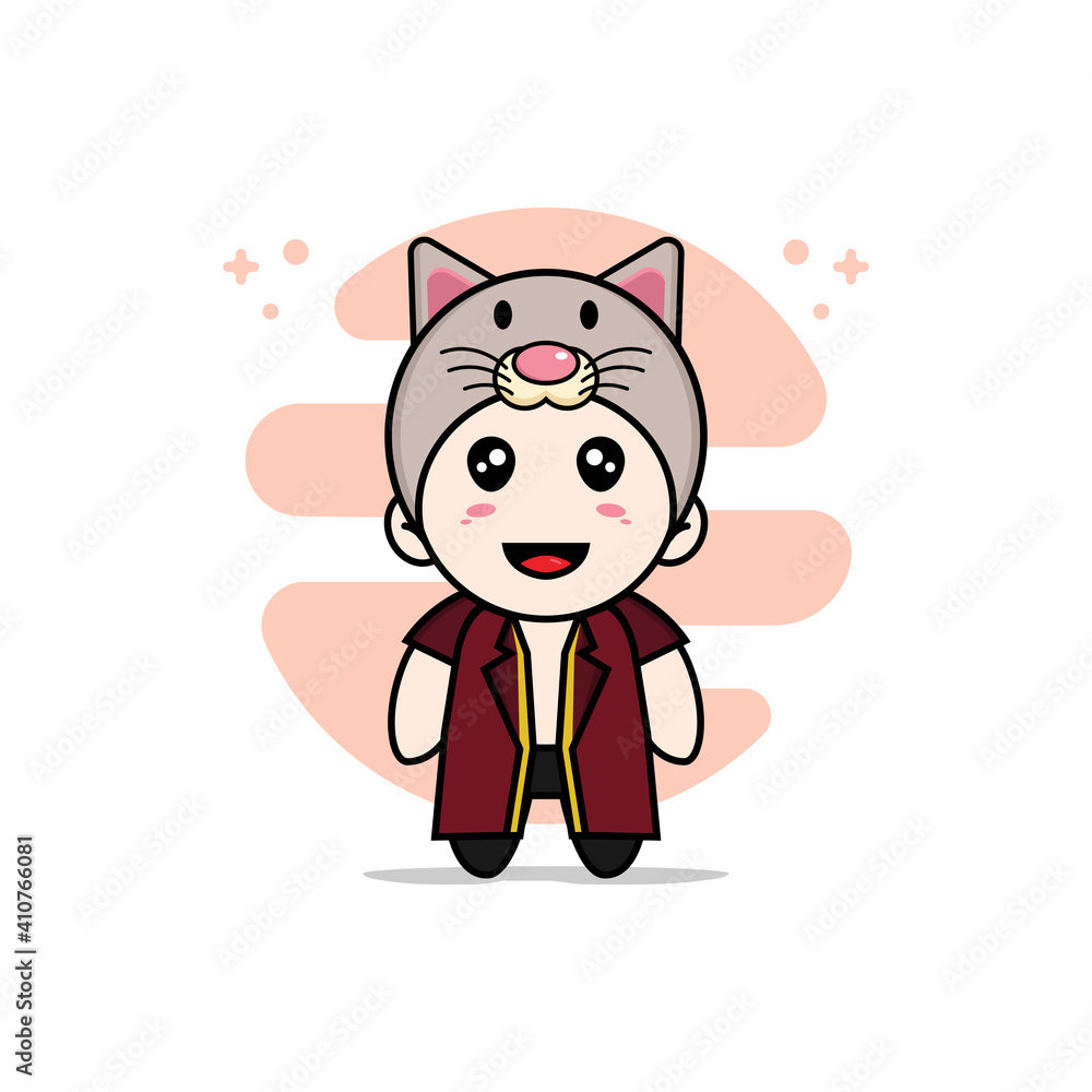 Cute lawyer character wearing cat costume. Cute lawyer character wearing cat costume.
