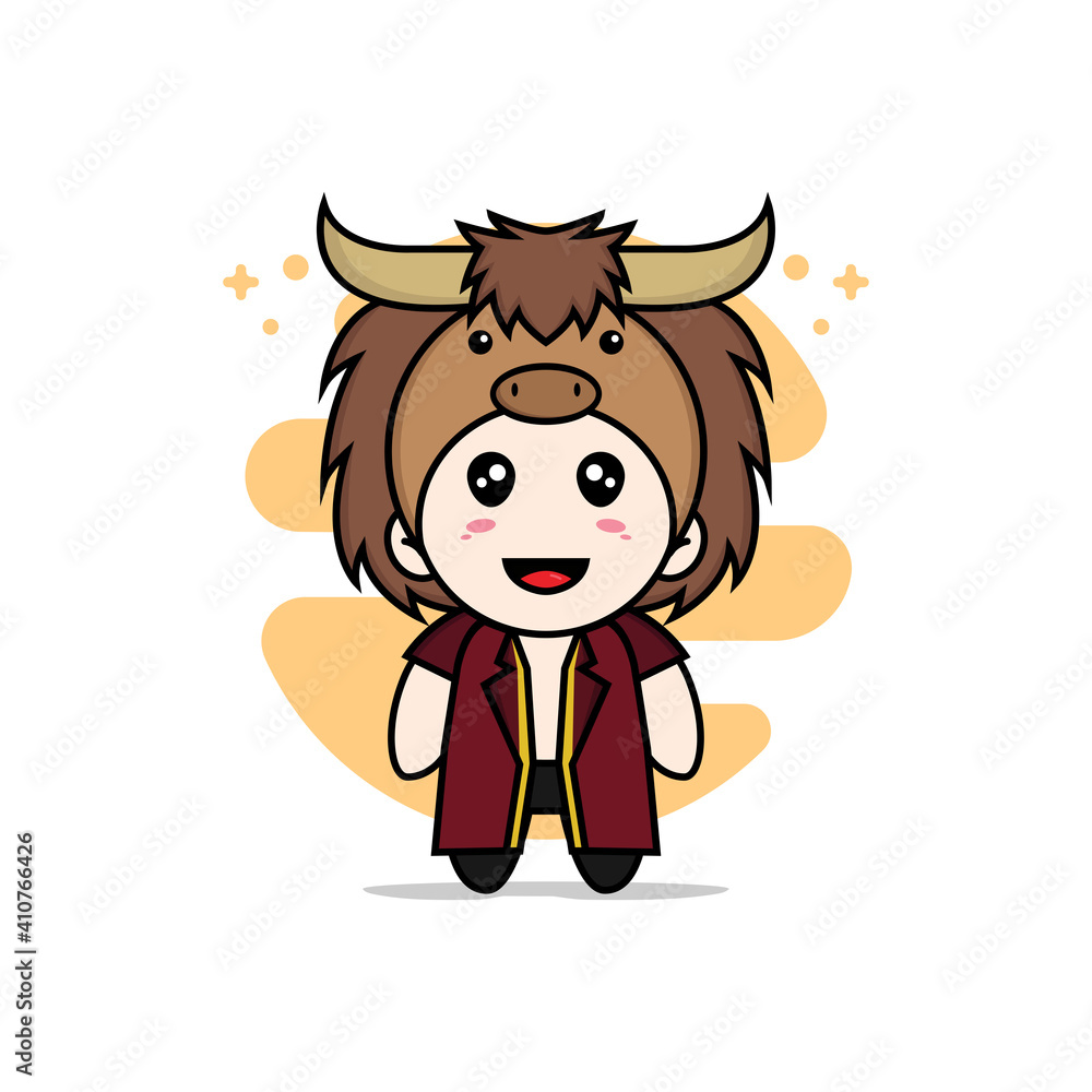 Fototapeta premium Cute lawyer character wearing bull costume.