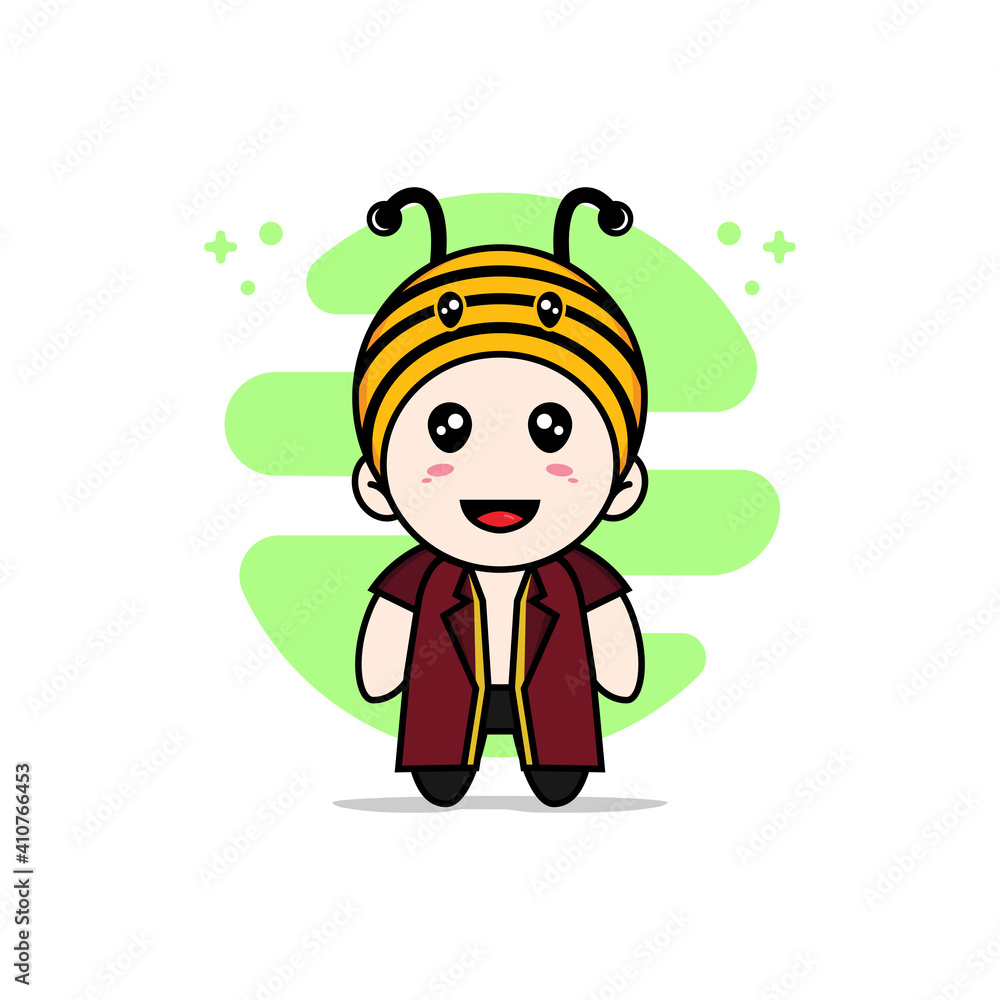 Cute lawyer character wearing bee costume. Cute lawyer character wearing bee costume.