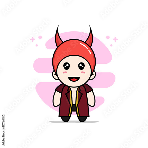 Cute lawyer character wearing devil costume.
