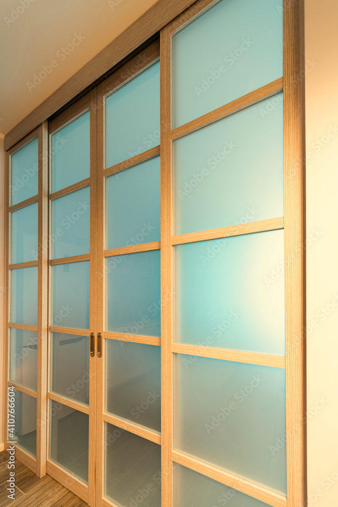 sliding glassed doors at sunny day sliding glassed doors at sunny day