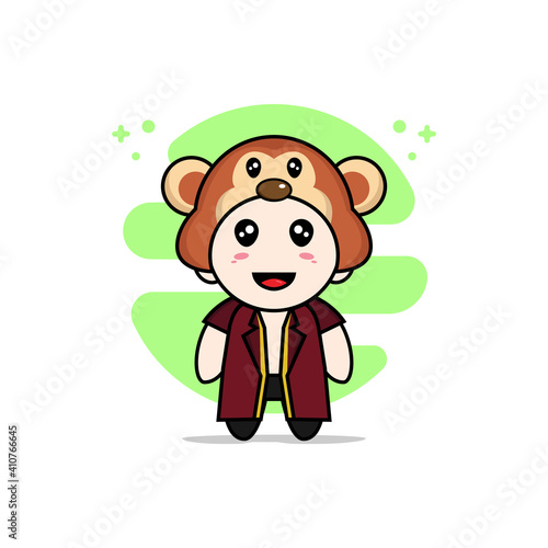 Cute lawyer character wearing monkey costume.