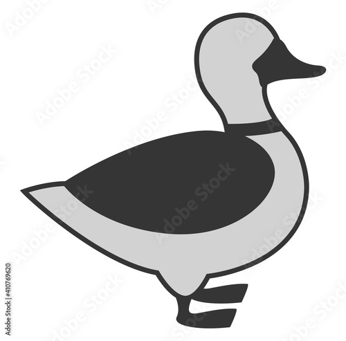 Grey duck, illustration, vector on white background.