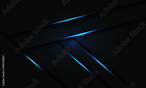 Abstract blue light line shadow overlap on black design modern futuristic technology background vector illustration.