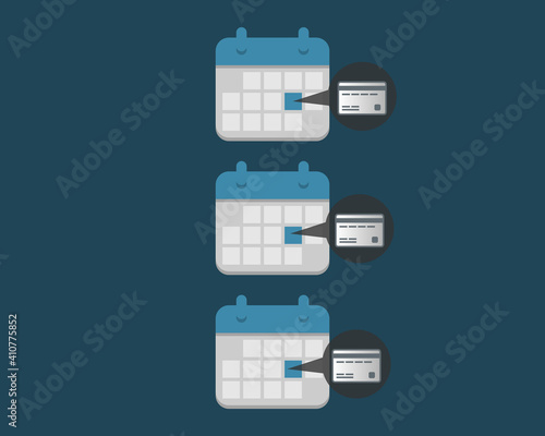 automatically recurring credit card payment monthly vector