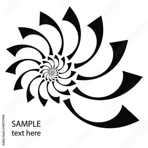 Black spiral abstract shape. Geometric art. Design element for logo  prints  tattoo  sign  symbol  abstract background  template and textile pattern