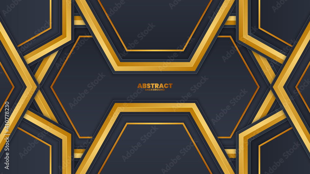 Gold 3d glowing elements on black elegant background Gold 3d glowing elements on black elegant background