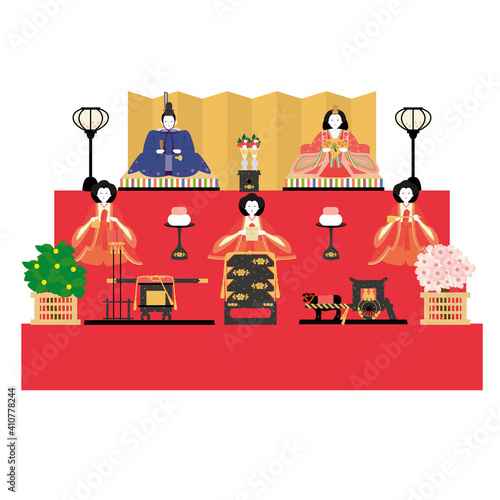 ひなまつり　雛人形　3段飾り　（お内裏様・お雛様・三人官女）