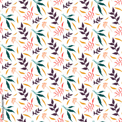 Illustration natural design. Multicolored abstract leaf seamless pattern. Vector illustration modern creative background. Template for design paper, cover, fabric, interior decor and other users.