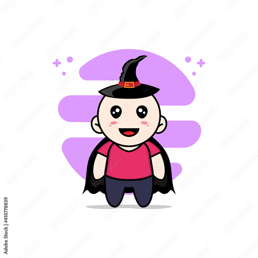 Cute kids character wearing witch costume. Cute kids character wearing witch costume.
