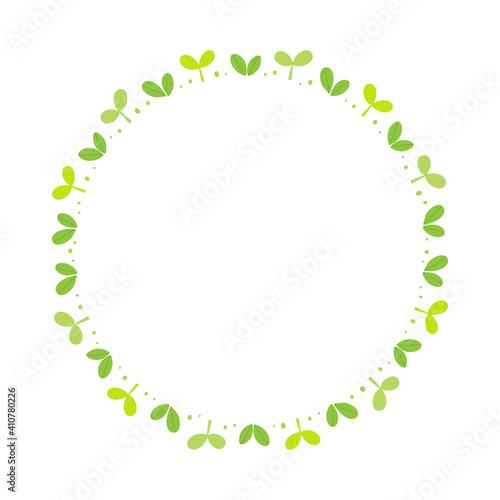 Sprouts round frame template on white background.