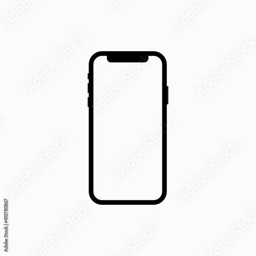 Smartphone frameless with a blank screen lying on a flat surface. Vector for Infographic Global Business web site design or mobile phone app.