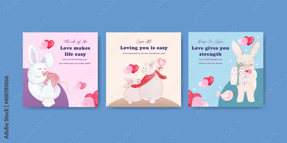advertise template with loving you concept design for marketing and business watercolor vector illustration advertise template with loving you concept design for marketing and business watercolor vector illustration