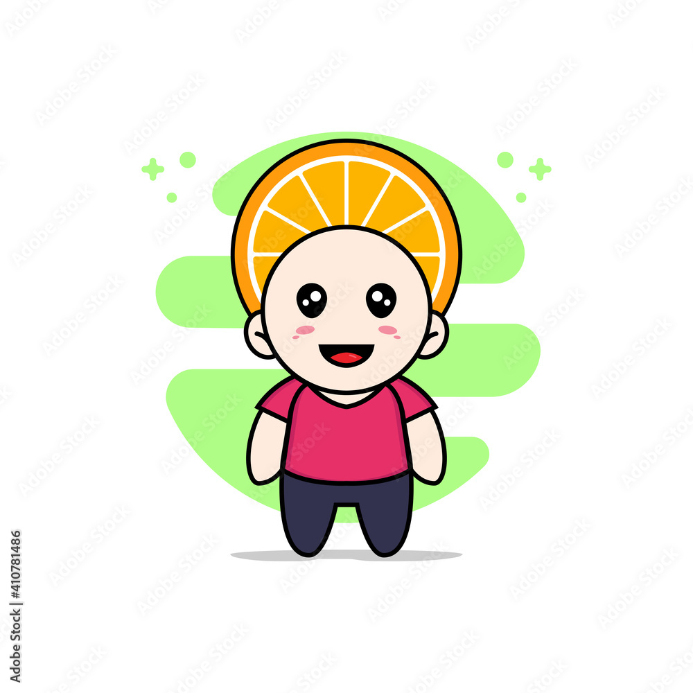 Cute kids character wearing orange costume. Cute kids character wearing orange costume.
